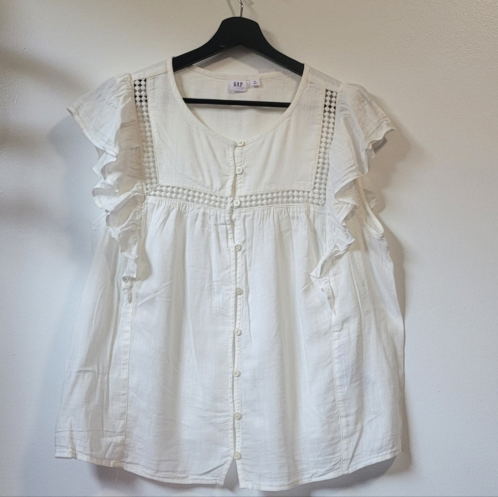 GAP White Ruffled Blouse